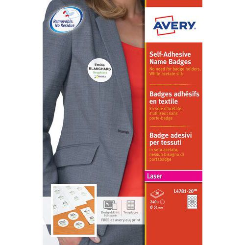 Zelfklevende badge van textiel Ø 51 mm - Avery
