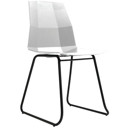 Set van 2 stoelen Cube - Trapeziumvormige poot zwart / zitting wit - Paperflow