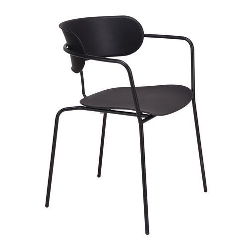 Lot de 4 chaises bistro - Pied noir / Assise noire - Paperflow
