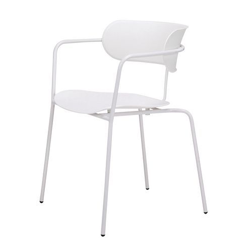Set van 4 bistrostoelen - Poot wit / zitting wit - Paperflow