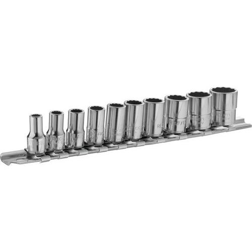 Dopset 12-kant 1/4 inch metrische maten op rek