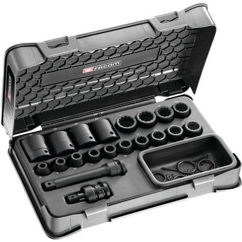 Coffret de douilles impact 1/2 pouces 12 pans Coffret de douilles impact 1/2 pouces 12 pans