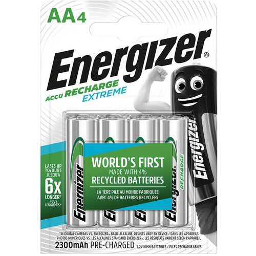 Pile rechargeable recyclée Extreme - AA/LR06 - Lot de 4 - Energizer