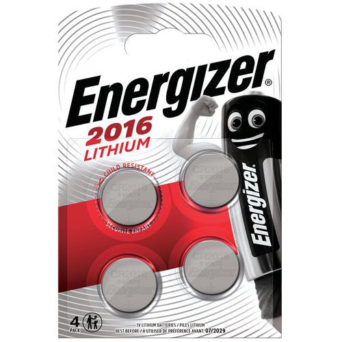 Knoopbatterij lithium CR 2016 - Set van 4 - Energizer