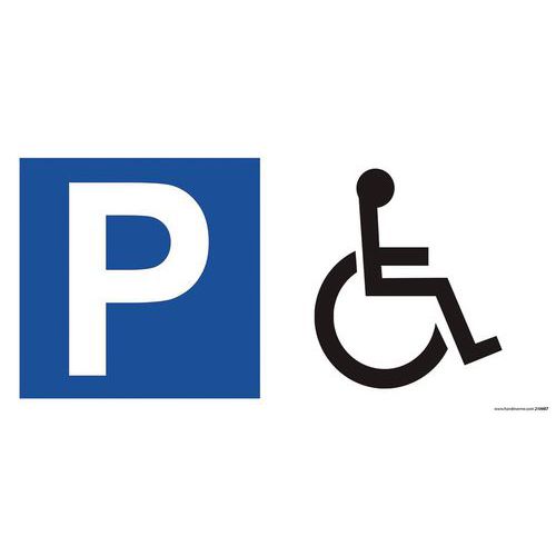 Parkeerbord aluminium + rolstoelgebruiker picto