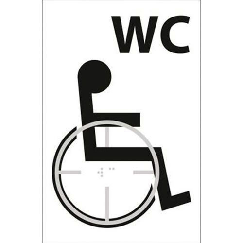 Panneau WC picto handicapé en relief et en braille