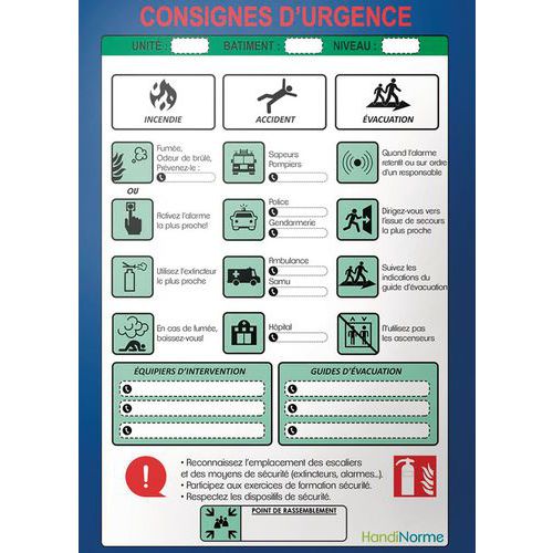 Instructies CONSIGNES D'URGENCE - A3-formaat poster