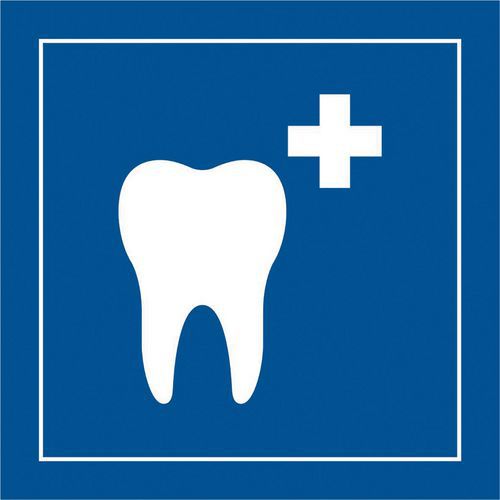 Pictogram tandarts in PVC, Materiaal: PVC, Hoogte: 125 mm, Paneel vorm: Vierkant, Breedte: 125 mm