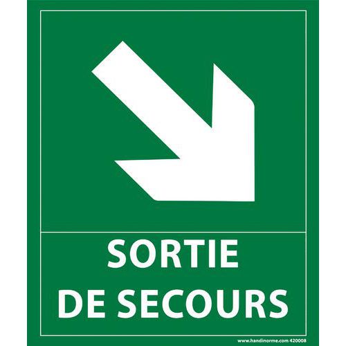 Bord pijl rechtsonder 300 x 250 mm SORTI DE SECOURS Bord pijl rechtsonder 300 x 250 mm SORTI DE SECOURS