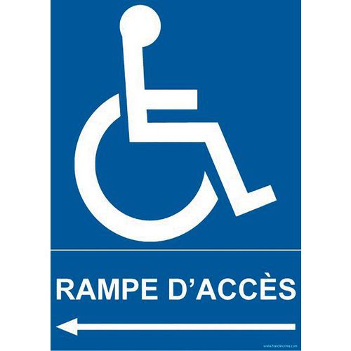 Bord RAMPE D'ACCES naar links + pictogram mindervaliden