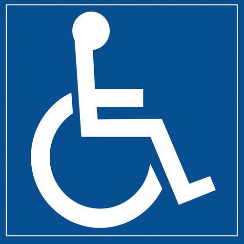 Verkeersbord personen met beperkte mobiliteit, Zelfklevend: ja, Materiaal: Vinyl, Karakters kleur: Wit