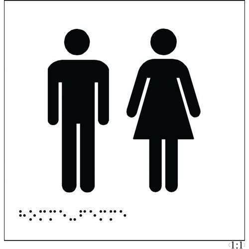 Bord dames- en herentoiletten in relief en braille