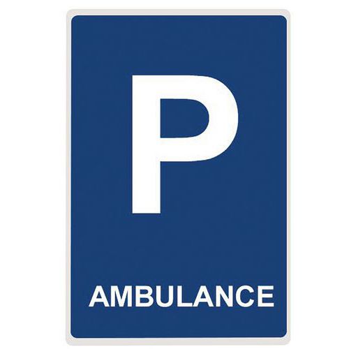 Panneau parking ambulance en aluminium plat