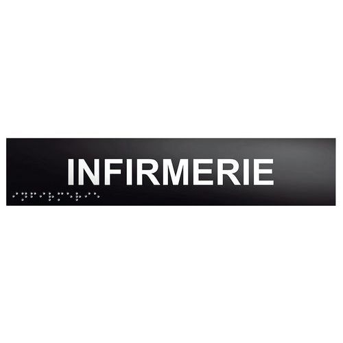 Deurplaat INFIRMERIE in braille en in relief Deurplaat INFIRMERIE in braille en in relief