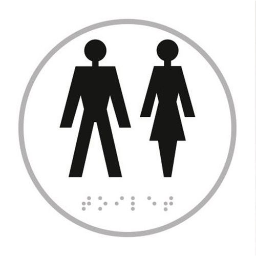 Bord man + vrouw toilet in relief en in braille