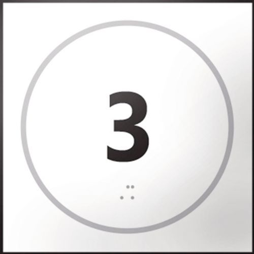Deurbord met nummer 3 in relief en braille
