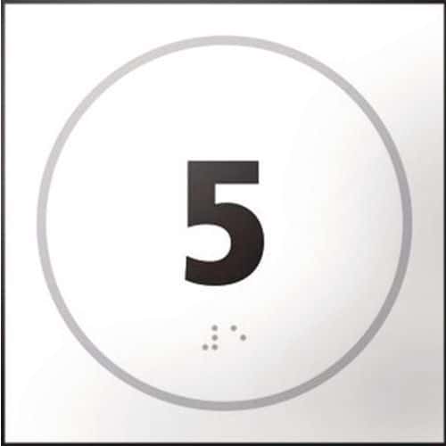Deurbord met nummer 5 in relief en braille