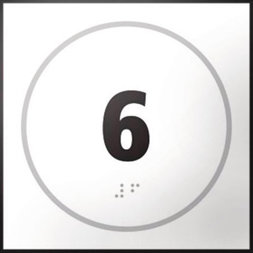 Deurbord met nummer 6 in relief en braille