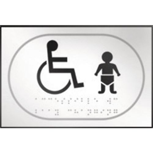 Bord verschoonkamer en voor rolstoelgebruiker - in relief en braille