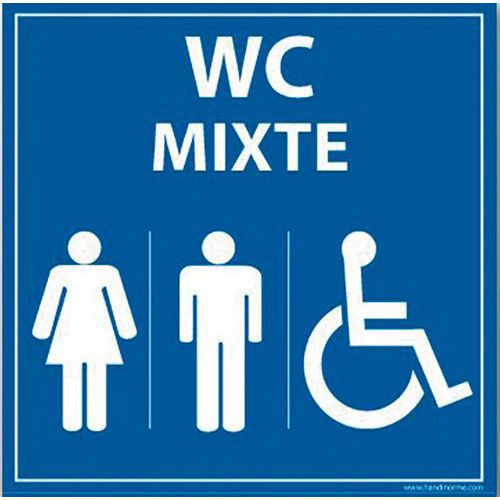 Panneau de signalisation WC mixte femme homme PMR