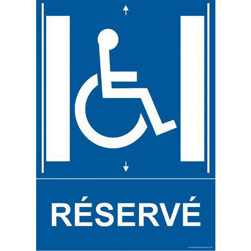 Panneau ascenseur réservé + picto handicapé