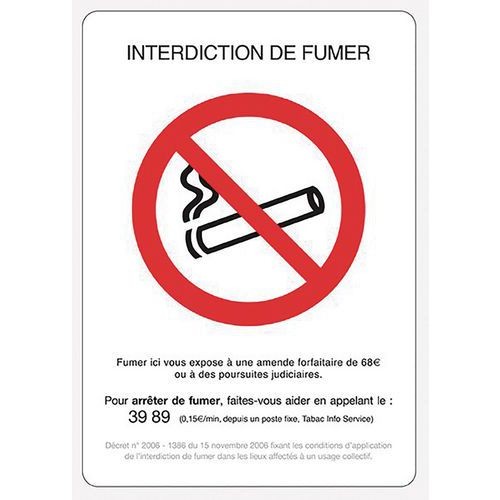panneau Interdiction de fumer