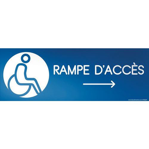 Design bord RAMPE D'ACCES pijl naar rechts + picto mindervaliden