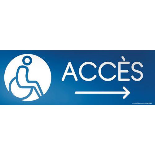 Panneau Design accès flèche droite + picto handicapé