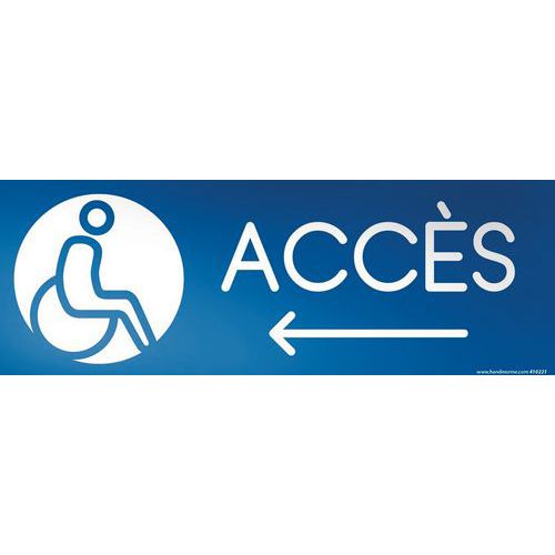 Panneau Design accès flèche gauche + picto handicapé
