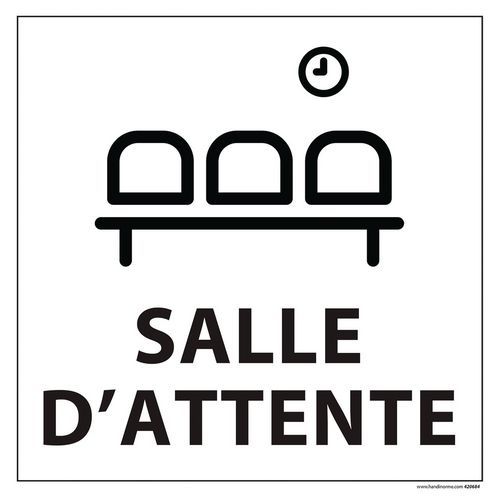 Informatiebord SALLE D'ATTENTE witte achtergrond 250 x 250 mm