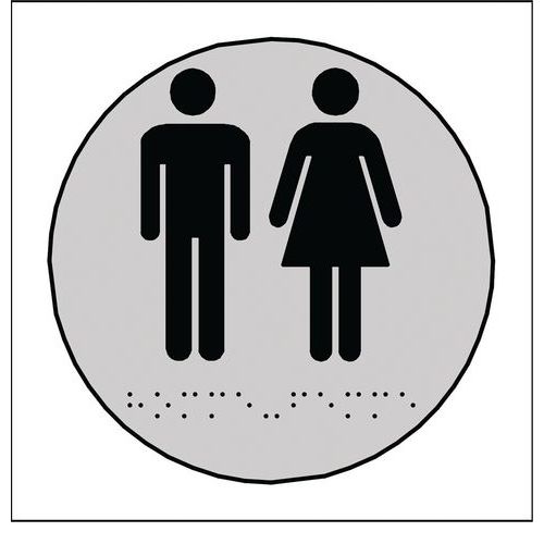 Bord dames- en herentoiletten in relief en braille