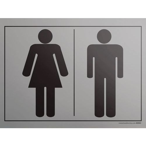 Bord gegraveerd pictogram man/vrouw 10 x 14 cm