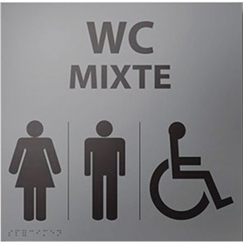 Bord voor WC MIXTE + invaliden picto in relief en braille