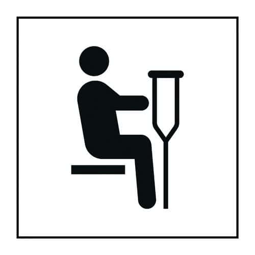 Pictogram gereserveerd zitplaats voor mensen met een kruk in Gravoply