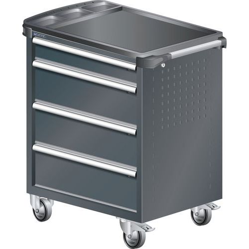 Werkplaatswagen L3627 kunststof coating - 4 lades - Lista