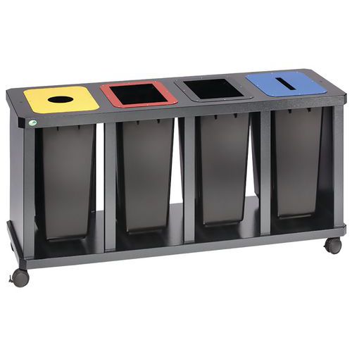 Afvalscheidingsstation voor 3 en 4 soorten afval Tetris met kunststof afvalbak - Var