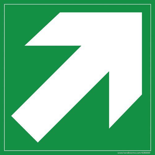 Evacuatiebord met diagonale pijl rechtsboven Evacuatiebord met diagonale pijl rechtsboven