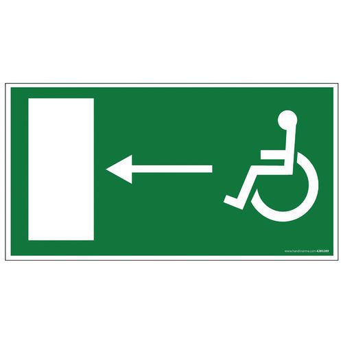Evacuatiebord Personen met een beperkte mobiliteit uitgang links