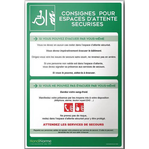 Instructiebord CONSIGNES POUR ESPACES D'ATTENTE SECURISES