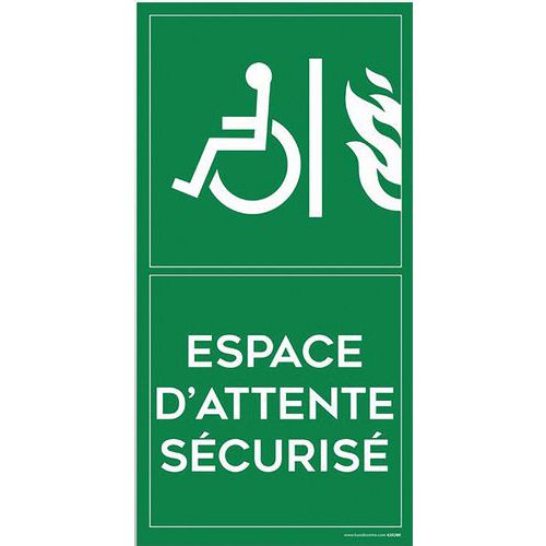 Bewegwijzering ESPACE D'ATTENTE SECURISE, Zelfklevend: nee, Karakters kleur: Wit, Materiaal: PVC