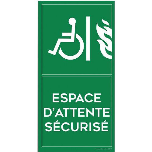 Bewegwijzering ESPACE D'ATTENTE SECURISE, Zelfklevend: nee, Karakters kleur: Wit, Materiaal: PVC