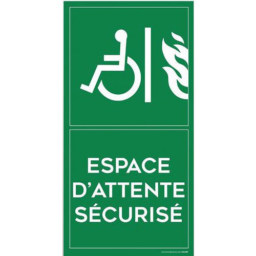 Bewegwijzering ESPACE D'ATTENTE SECURISE, Zelfklevend: ja, Karakters kleur: Wit, Materiaal: Vinyl