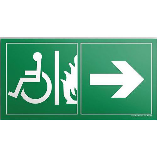 Evacuatiebord voor minderinvaliden nooduitgang rechts