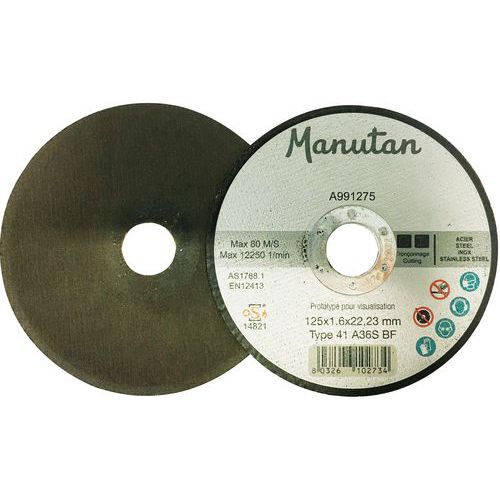 Disque à tronçonner plat acier/inox - Manutan Expert