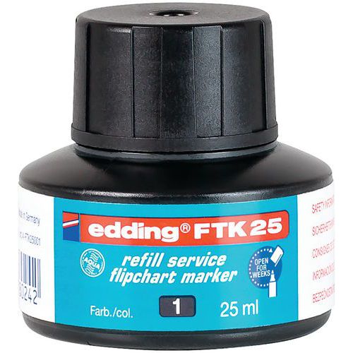 Recharge d'encre pour marqueur chevalet - Noir - FTK25 - Edding