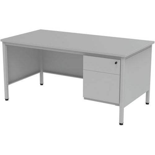 Bureau droit Confort 2 - Avec 1 caisson - Gris clair Bureau droit Confort 2 - Avec 1 caisson - Gris clair