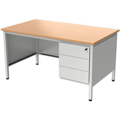 Bureau demi ministre Confort 2 avec caisson 3 tiroirs - 140 cm