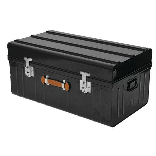 Stalen koffer met grote inhoud met bol deksel en handgreep leer - 160 tot 225 l - Pierre Henry