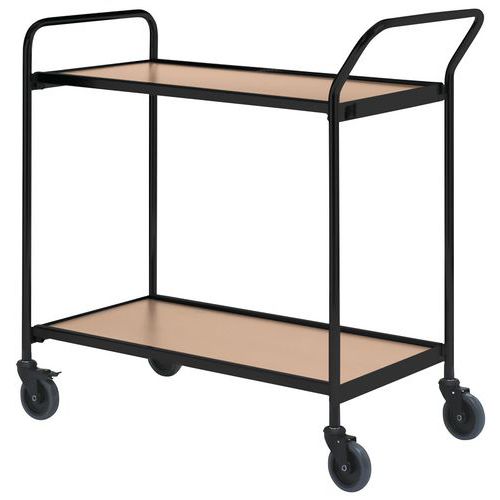 Table roulante noire - 2 plateaux - Capacité 150 kg