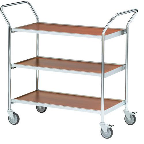 Table roulante avec deux poignées - 3 plateaux - Capacité 150 kg